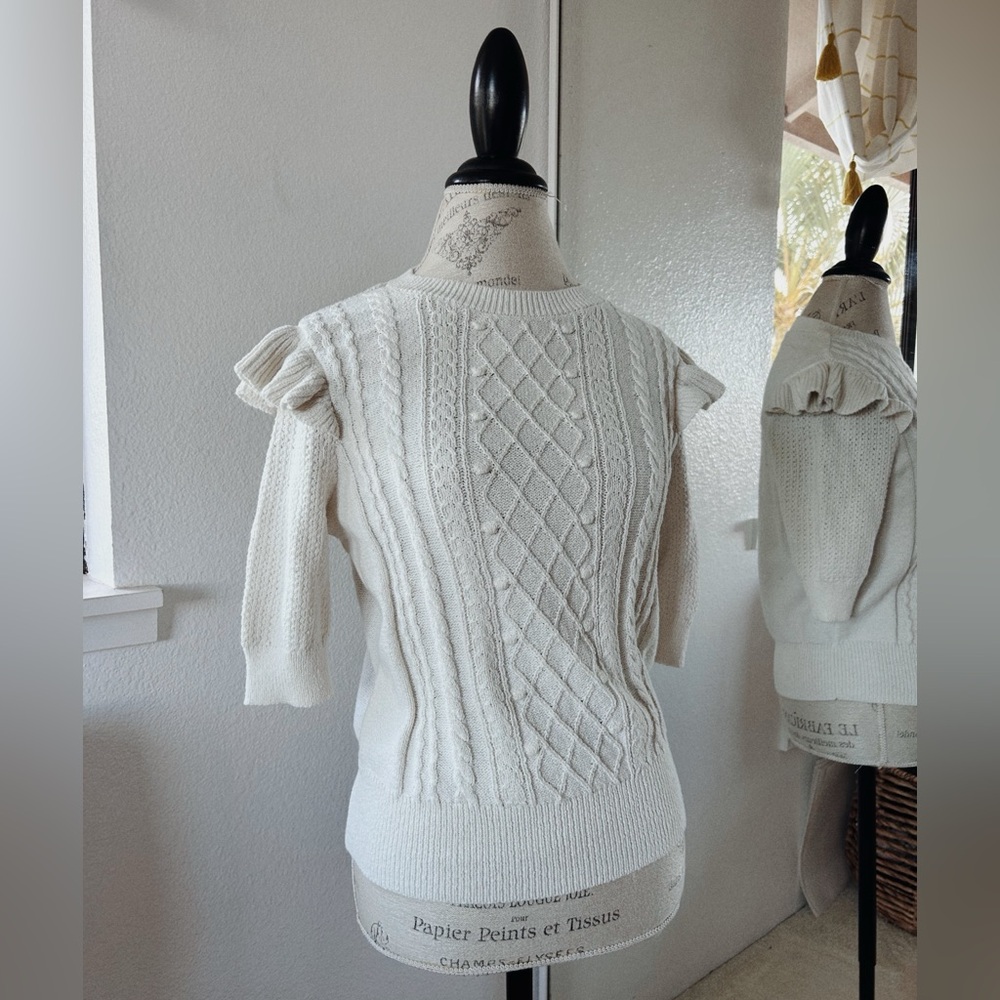 Cream Ruffled Sweater